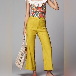 Colette Linen Blend Crop Wide-Leg Pants by Maeve (Like New)